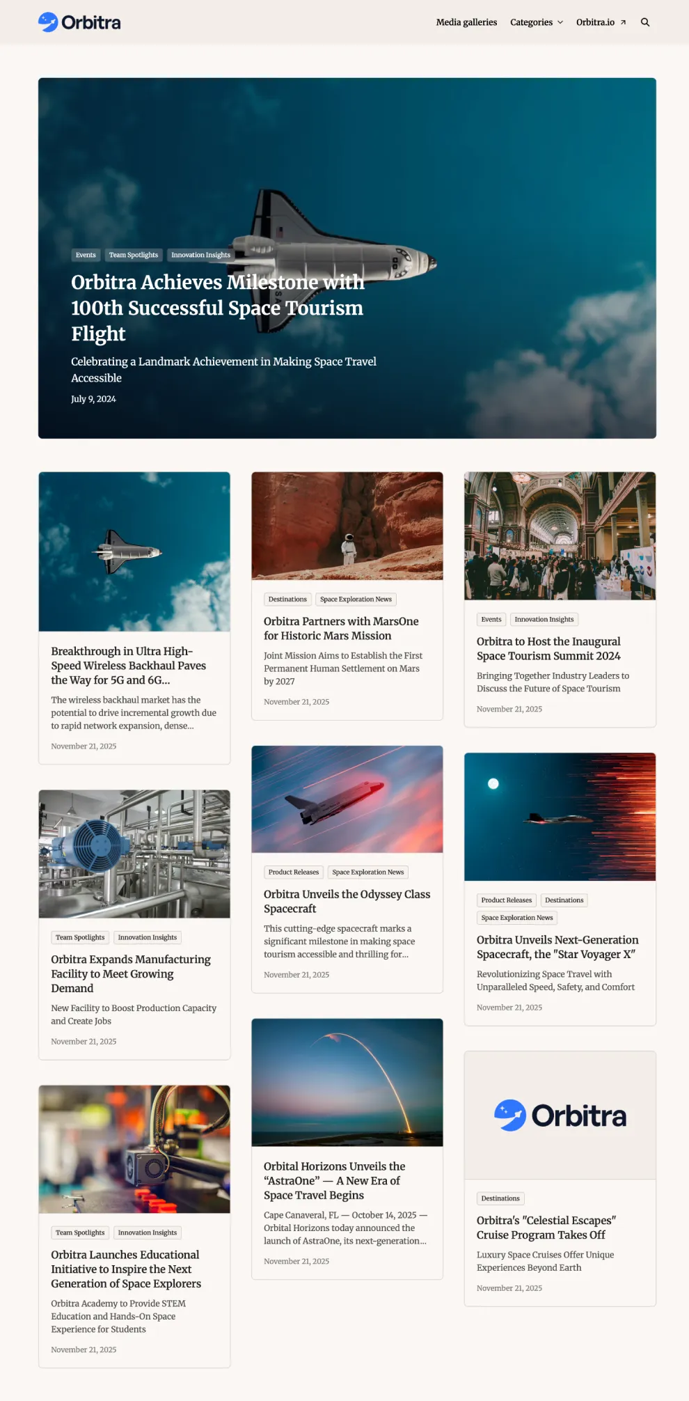 New Prezly theme different colors and layout