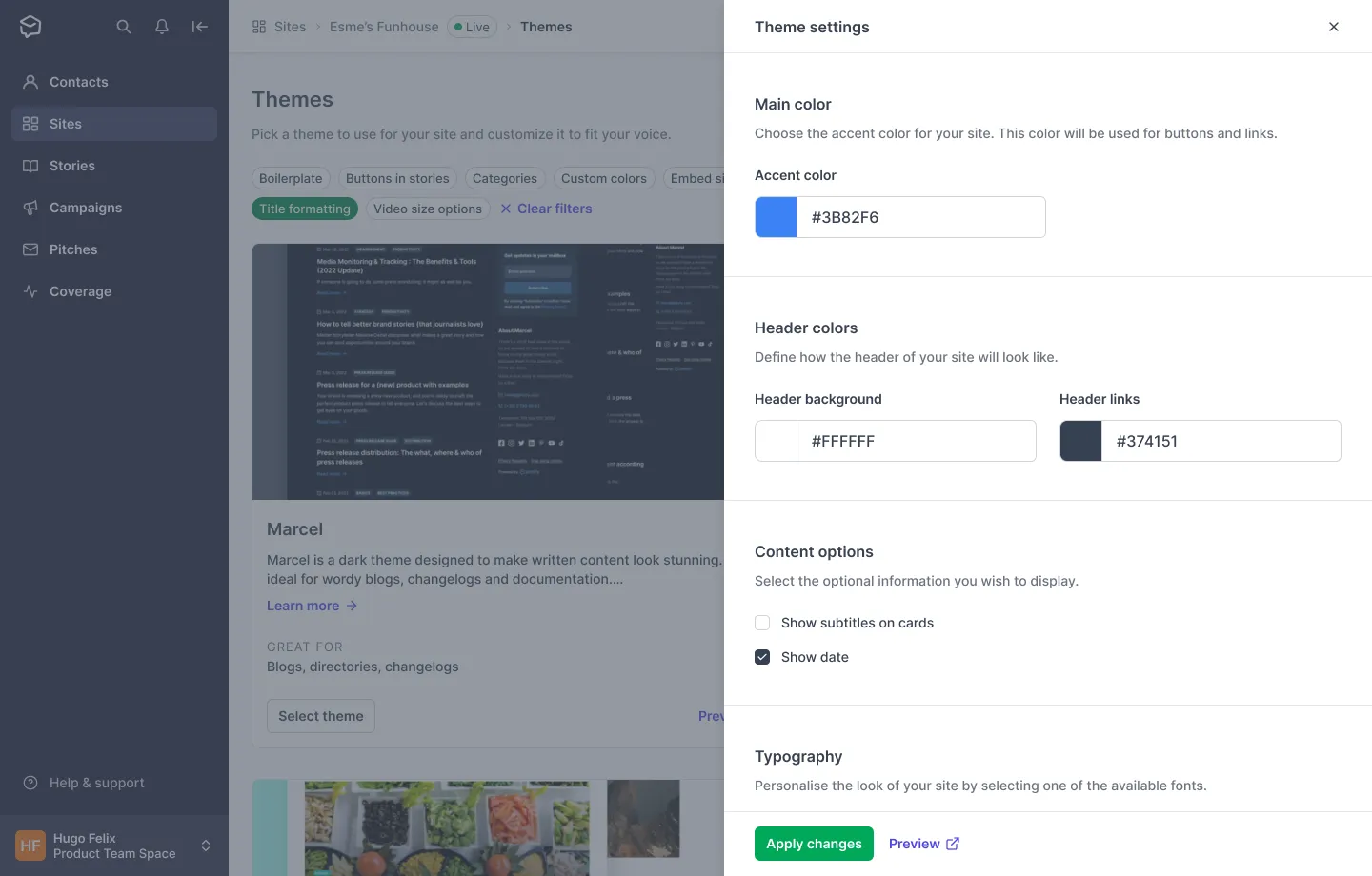 Old Prezly site styling