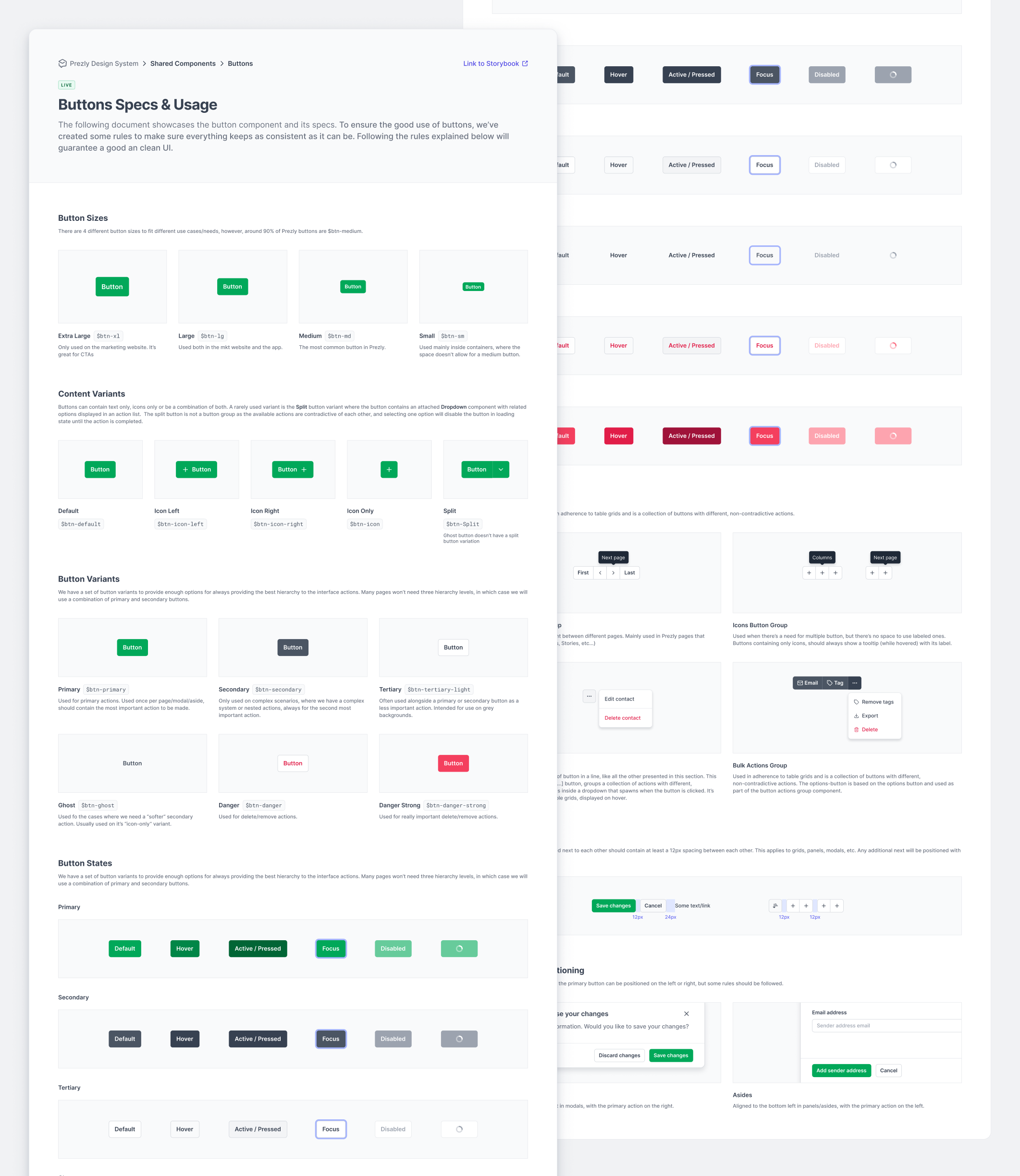 Design system buttons for Prezly